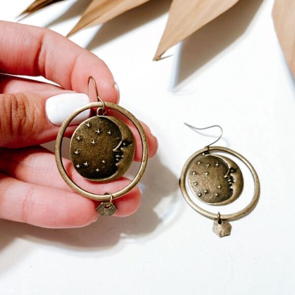 Boho moon dangle earrings #831 - Picture 3 of 3
